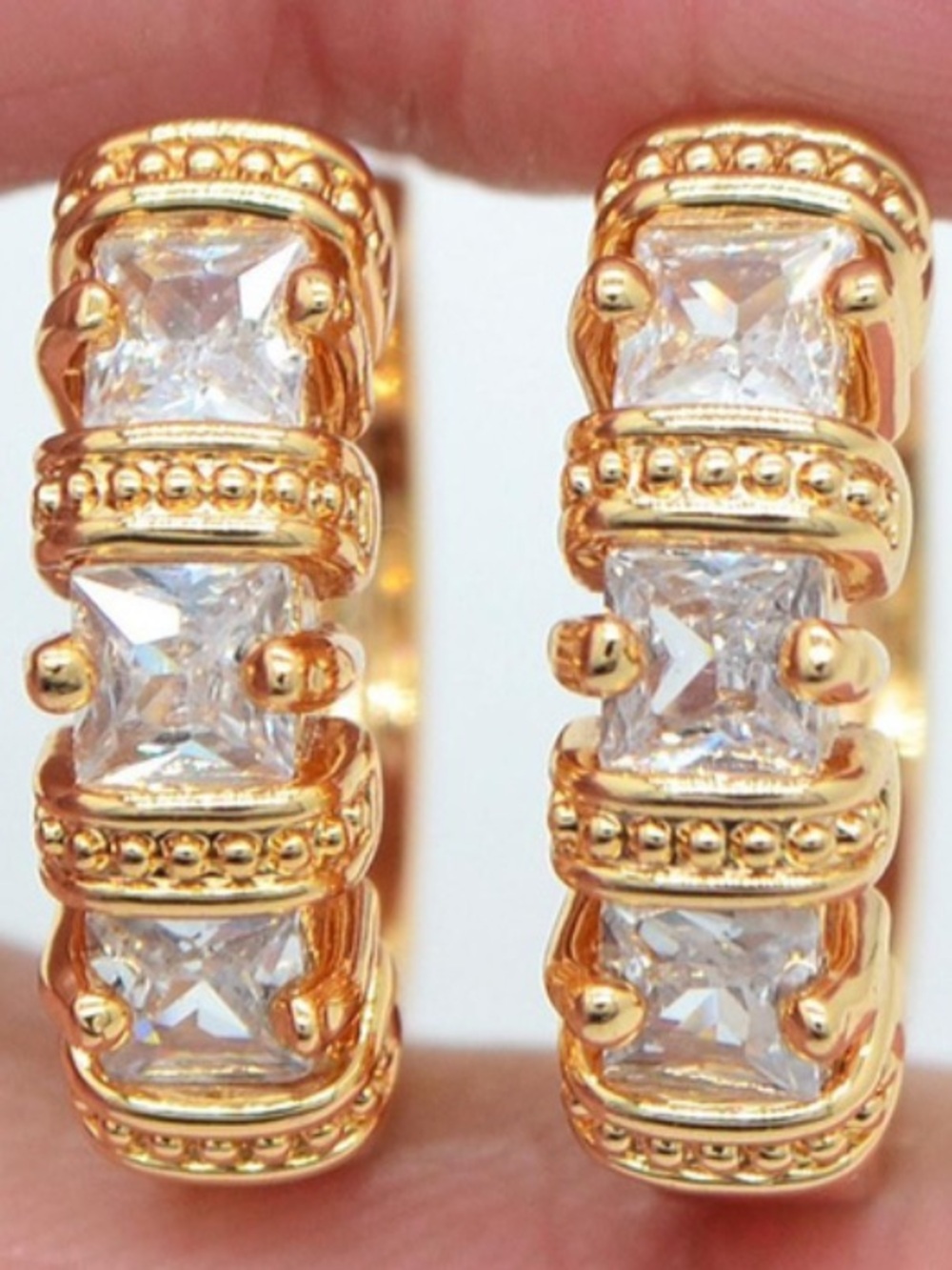 Gold Crystal Hoop Earrings - Women Jewelry